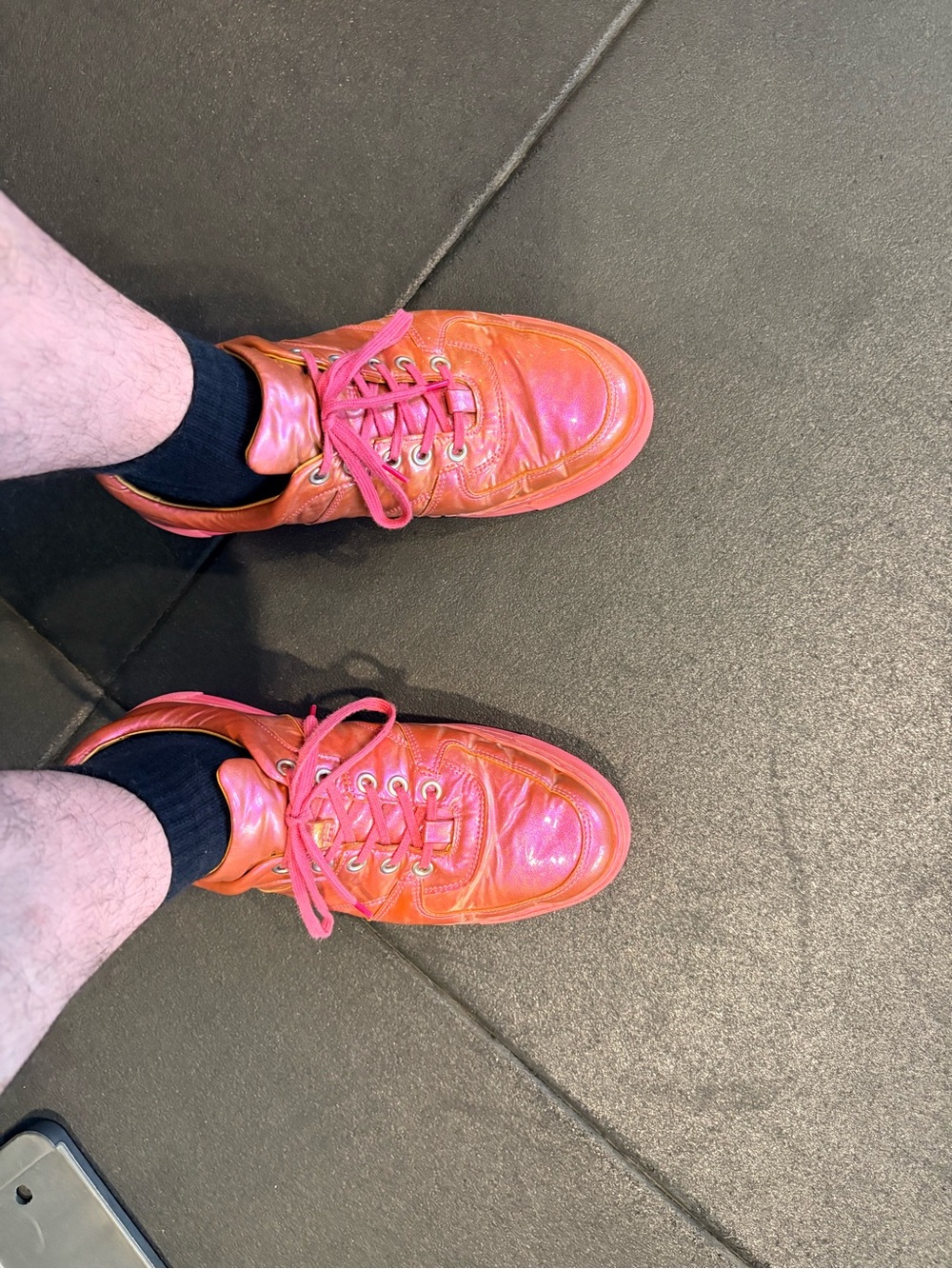 John Fluevog Vibrant Pink-Orange Leather Sneakers